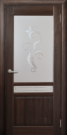 Дверь из массива Вега Дуб Стекло с рисунком Астра - фото 1